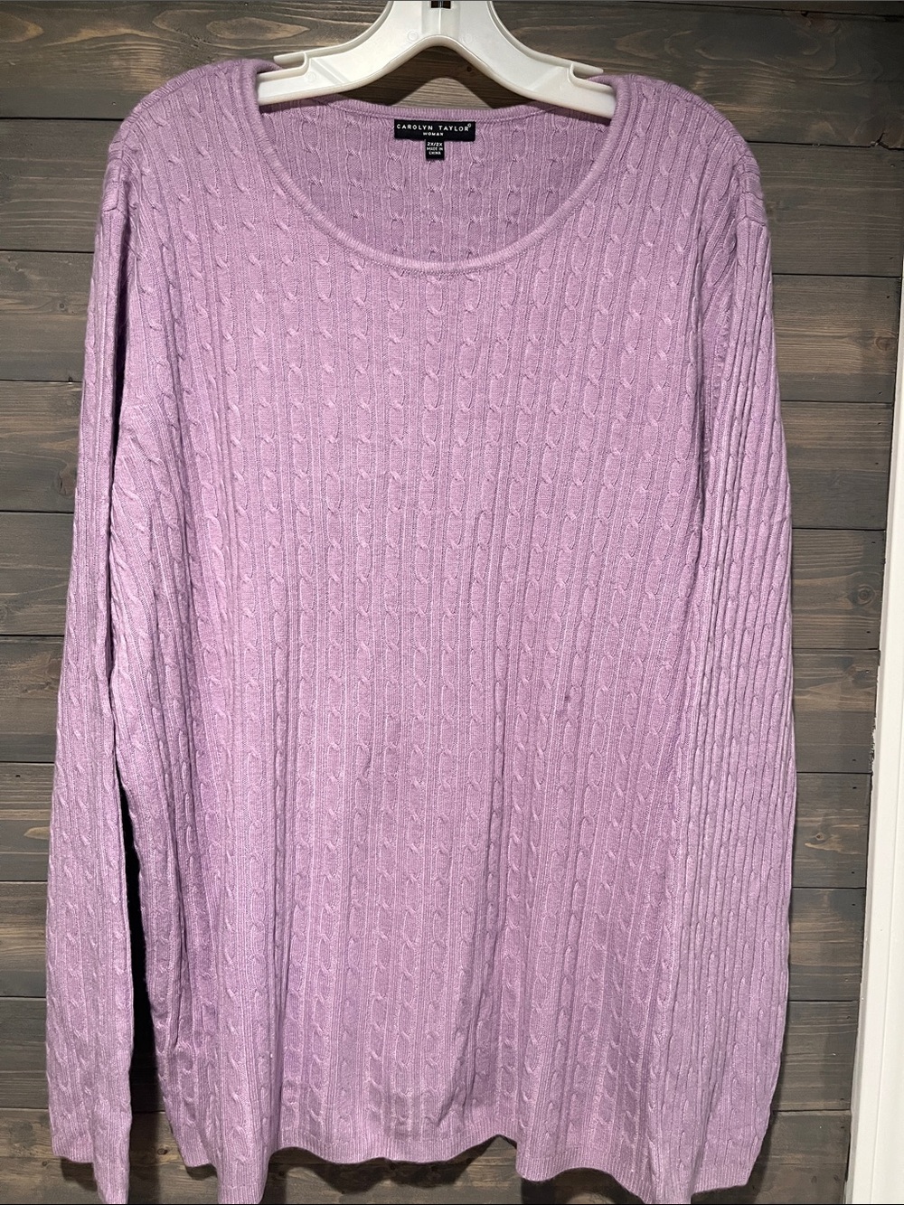 Carolyn Taylor womens Lilac Cable-Knit Sweater 2X